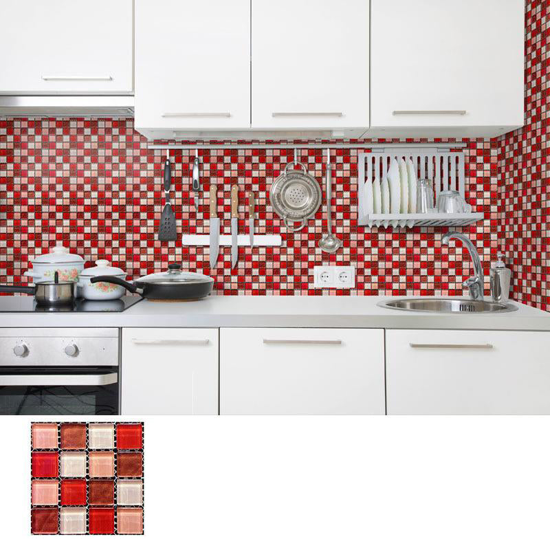 Pattern Color Stone Peel and Paste Mosaic Tile Peel and Paste Tile Set of 20 Red 20-Piece Set Clearhalo 'Flooring 'Home Improvement' 'home_improvement' 'home_improvement_peel_stick_blacksplash' 'Peel & Stick Backsplash Tile' 'peel_stick_blacksplash' 'Walls & Ceilings' Walls and Ceiling' 7378364