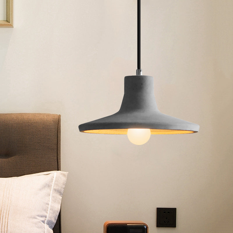 1-Light Ceiling Light Industrial Coffee Shop Hanging Pendant Lamp with Bowl/Dome/Trapezoid Cement Shade Clearhalo 'Ceiling Lights' 'Industrial Pendants' 'Industrial' 'Middle Century Pendants' 'Pendant Lights' 'Pendants' 'Tiffany' Lighting' 737843