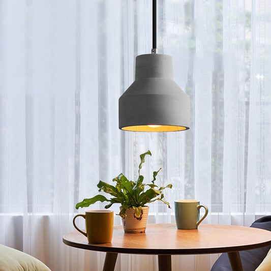 Dome/Can/Barn Cement Ceiling Light Vintage 5"/5.5"/8" Wide 1 Light Restaurant Mini Pendant Lamp Fixture in Grey Grey 5" Clearhalo 'Ceiling Lights' 'Industrial Pendants' 'Industrial' 'Middle Century Pendants' 'Pendant Lights' 'Pendants' 'Tiffany' Lighting' 737855