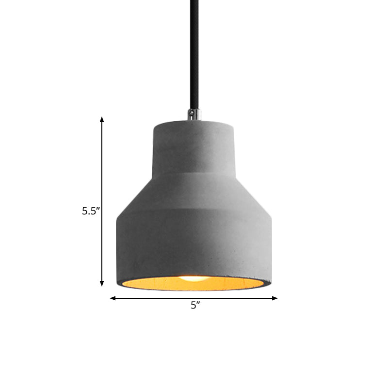 Dome/Can/Barn Cement Ceiling Light Vintage 5"/5.5"/8" Wide 1 Light Restaurant Mini Pendant Lamp Fixture in Grey Clearhalo 'Ceiling Lights' 'Industrial Pendants' 'Industrial' 'Middle Century Pendants' 'Pendant Lights' 'Pendants' 'Tiffany' Lighting' 737858