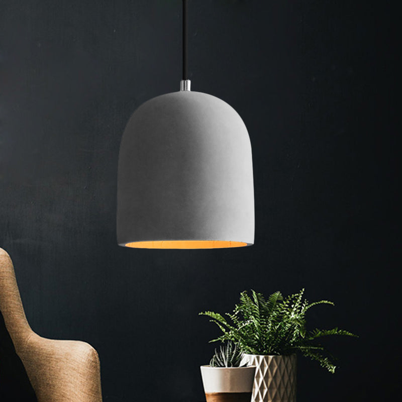 Dome/Can/Barn Cement Ceiling Light Vintage 5"/5.5"/8" Wide 1 Light Restaurant Mini Pendant Lamp Fixture in Grey Grey 5.5" Clearhalo 'Ceiling Lights' 'Industrial Pendants' 'Industrial' 'Middle Century Pendants' 'Pendant Lights' 'Pendants' 'Tiffany' Lighting' 737859