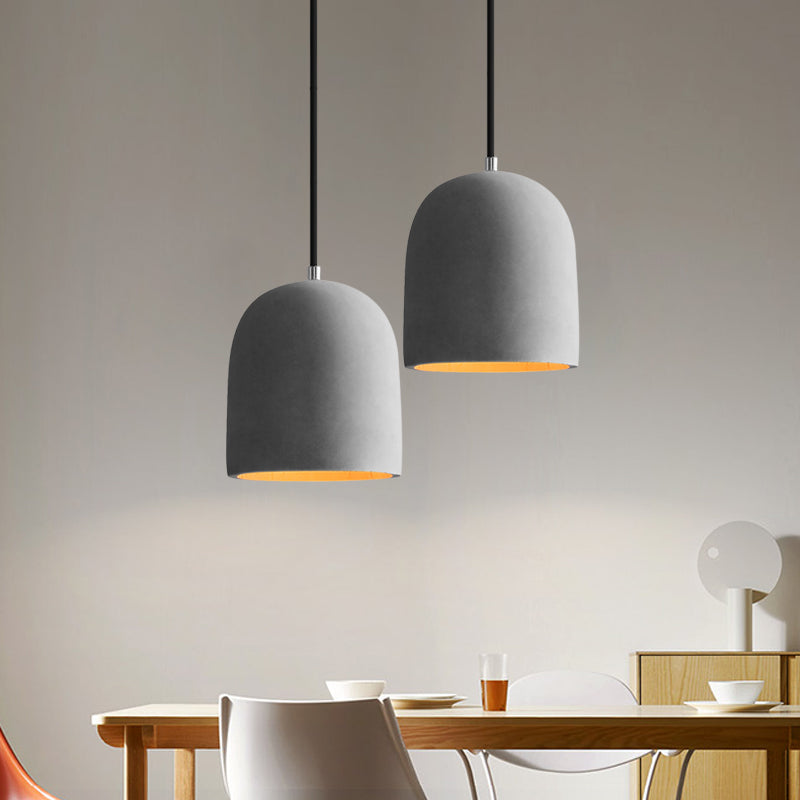 Dome/Can/Barn Cement Ceiling Light Vintage 5"/5.5"/8" Wide 1 Light Restaurant Mini Pendant Lamp Fixture in Grey Clearhalo 'Ceiling Lights' 'Industrial Pendants' 'Industrial' 'Middle Century Pendants' 'Pendant Lights' 'Pendants' 'Tiffany' Lighting' 737861