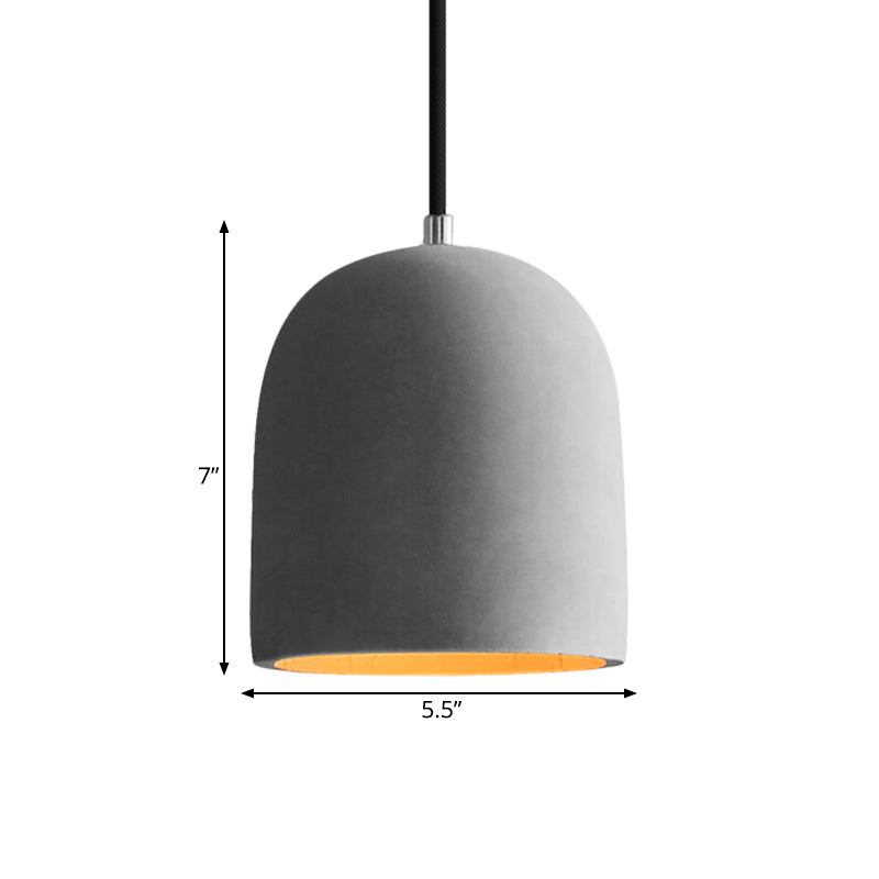 Dome/Can/Barn Cement Ceiling Light Vintage 5"/5.5"/8" Wide 1 Light Restaurant Mini Pendant Lamp Fixture in Grey Clearhalo 'Ceiling Lights' 'Industrial Pendants' 'Industrial' 'Middle Century Pendants' 'Pendant Lights' 'Pendants' 'Tiffany' Lighting' 737863