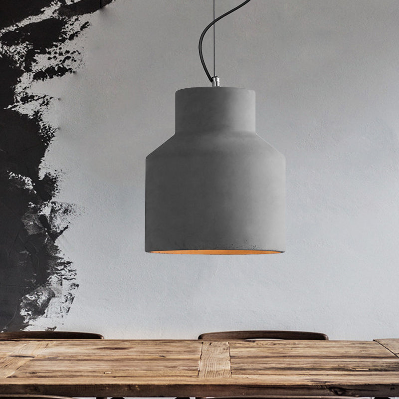Dome/Can/Barn Cement Ceiling Light Vintage 5"/5.5"/8" Wide 1 Light Restaurant Mini Pendant Lamp Fixture in Grey Grey 8" Clearhalo 'Ceiling Lights' 'Industrial Pendants' 'Industrial' 'Middle Century Pendants' 'Pendant Lights' 'Pendants' 'Tiffany' Lighting' 737864