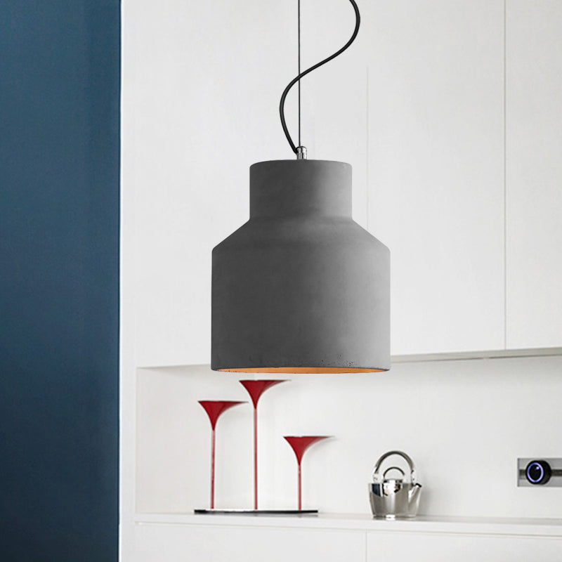 Dome/Can/Barn Cement Ceiling Light Vintage 5"/5.5"/8" Wide 1 Light Restaurant Mini Pendant Lamp Fixture in Grey Clearhalo 'Ceiling Lights' 'Industrial Pendants' 'Industrial' 'Middle Century Pendants' 'Pendant Lights' 'Pendants' 'Tiffany' Lighting' 737865