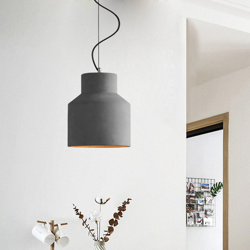Dome/Can/Barn Cement Ceiling Light Vintage 5"/5.5"/8" Wide 1 Light Restaurant Mini Pendant Lamp Fixture in Grey Clearhalo 'Ceiling Lights' 'Industrial Pendants' 'Industrial' 'Middle Century Pendants' 'Pendant Lights' 'Pendants' 'Tiffany' Lighting' 737866