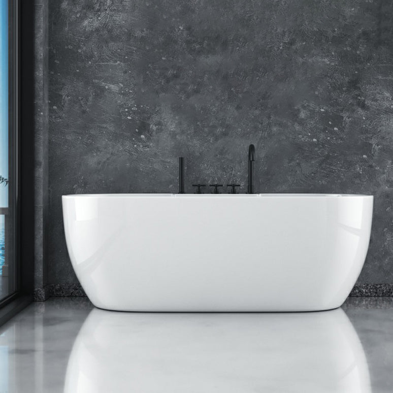 Oval Freestanding Modern Bath Acrylic Soaking White Center Bathtub 71"L x 31"W x 24"H Tub with Black 5-Piece Set Clearhalo 'Bathroom Remodel & Bathroom Fixtures' 'Bathtubs' 'Home Improvement' 'home_improvement' 'home_improvement_bathtubs' 'Showers & Bathtubs' 7378668