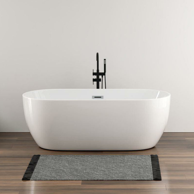 Oval Freestanding Modern Bath Acrylic Soaking White Center Bathtub Tub with Freestanding Tub Fillers Clearhalo 'Bathroom Remodel & Bathroom Fixtures' 'Bathtubs' 'Home Improvement' 'home_improvement' 'home_improvement_bathtubs' 'Showers & Bathtubs' 7378670