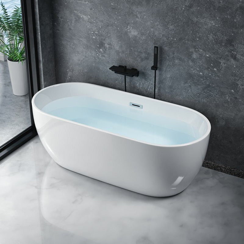 Oval Freestanding Modern Bath Acrylic Soaking White Center Bathtub Tub with Wall Mounted Faucets Clearhalo 'Bathroom Remodel & Bathroom Fixtures' 'Bathtubs' 'Home Improvement' 'home_improvement' 'home_improvement_bathtubs' 'Showers & Bathtubs' 7378672