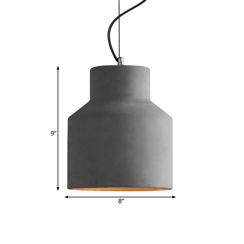 Dome/Can/Barn Cement Ceiling Light Vintage 5"/5.5"/8" Wide 1 Light Restaurant Mini Pendant Lamp Fixture in Grey Clearhalo 'Ceiling Lights' 'Industrial Pendants' 'Industrial' 'Middle Century Pendants' 'Pendant Lights' 'Pendants' 'Tiffany' Lighting' 737868