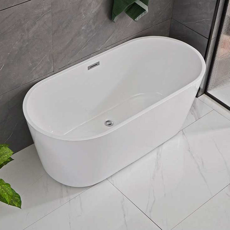 Soaking Antique Finish Bath Stand Alone Modern Oval Bath Tub White 59"L x 23.5"W x 23.5"H Tub Clearhalo 'Bathroom Remodel & Bathroom Fixtures' 'Bathtubs' 'Home Improvement' 'home_improvement' 'home_improvement_bathtubs' 'Showers & Bathtubs' 7378696