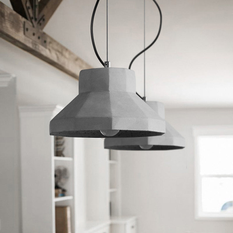 Dome/Can/Barn Cement Ceiling Light Vintage 5"/5.5"/8" Wide 1 Light Restaurant Mini Pendant Lamp Fixture in Grey Clearhalo 'Ceiling Lights' 'Industrial Pendants' 'Industrial' 'Middle Century Pendants' 'Pendant Lights' 'Pendants' 'Tiffany' Lighting' 737870