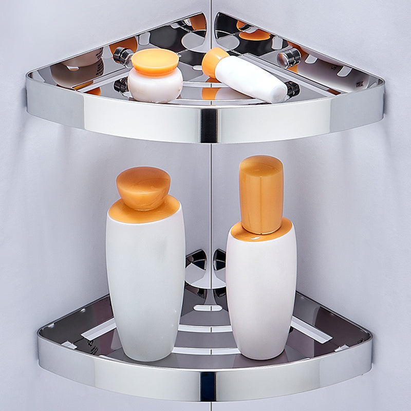 Silver/Black Bathroom Set Modern 1/2/3 - Piece Anti-rust Bath Shelf Clearhalo 'Bathroom Hardware Sets' 'Bathroom Hardware' 'Bathroom Remodel & Bathroom Fixtures' 'bathroom_hardware_sets' 'Home Improvement' 'home_improvement' 'home_improvement_bathroom_hardware_sets' 7378732