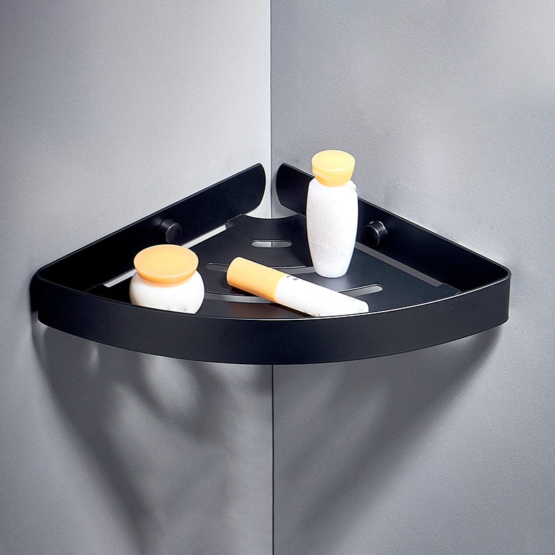 Silver/Black Bathroom Set Modern 1/2/3 - Piece Anti-rust Bath Shelf Black 1 Piece Triangle Clearhalo 'Bathroom Hardware Sets' 'Bathroom Hardware' 'Bathroom Remodel & Bathroom Fixtures' 'bathroom_hardware_sets' 'Home Improvement' 'home_improvement' 'home_improvement_bathroom_hardware_sets' 7378733