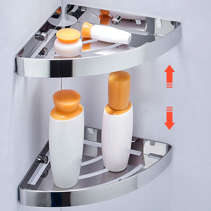 Silver/Black Bathroom Set Modern 1/2/3 - Piece Anti-rust Bath Shelf Clearhalo 'Bathroom Hardware Sets' 'Bathroom Hardware' 'Bathroom Remodel & Bathroom Fixtures' 'bathroom_hardware_sets' 'Home Improvement' 'home_improvement' 'home_improvement_bathroom_hardware_sets' 7378735