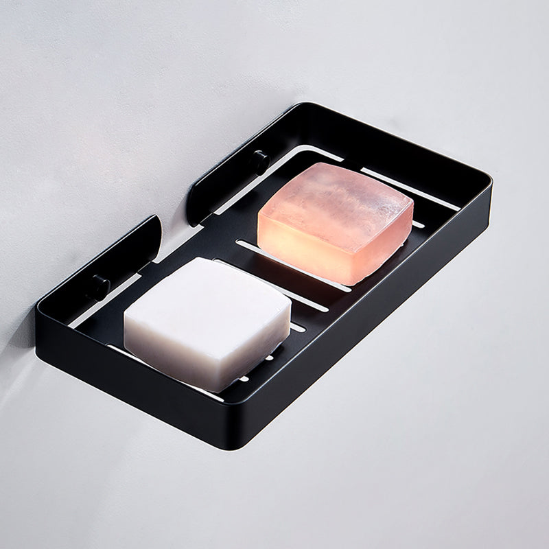 Silver/Black Bathroom Set Modern 1/2/3 - Piece Anti-rust Bath Shelf Black 1 Piece Rectangle Clearhalo 'Bathroom Hardware Sets' 'Bathroom Hardware' 'Bathroom Remodel & Bathroom Fixtures' 'bathroom_hardware_sets' 'Home Improvement' 'home_improvement' 'home_improvement_bathroom_hardware_sets' 7378744