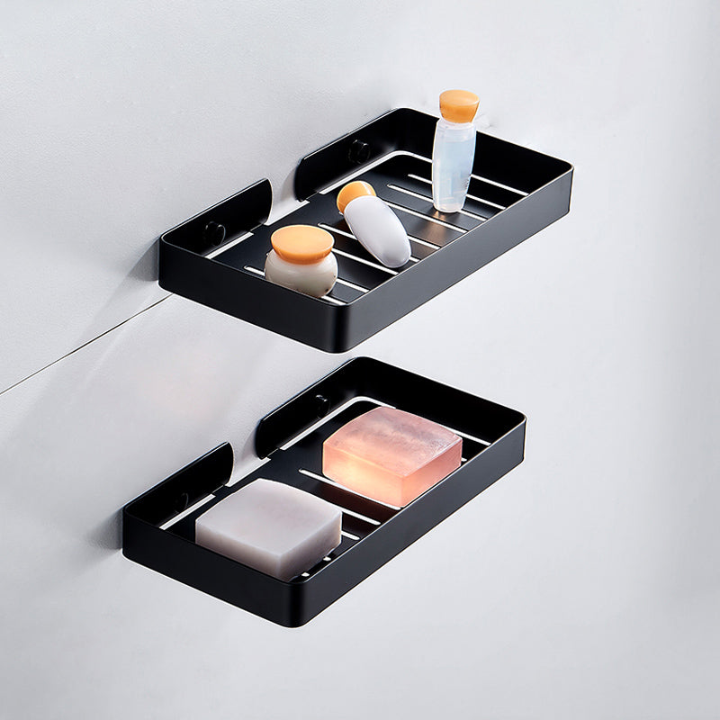 Silver/Black Bathroom Set Modern 1/2/3 - Piece Anti-rust Bath Shelf Black 2 Piece Set Rectangle Clearhalo 'Bathroom Hardware Sets' 'Bathroom Hardware' 'Bathroom Remodel & Bathroom Fixtures' 'bathroom_hardware_sets' 'Home Improvement' 'home_improvement' 'home_improvement_bathroom_hardware_sets' 7378747