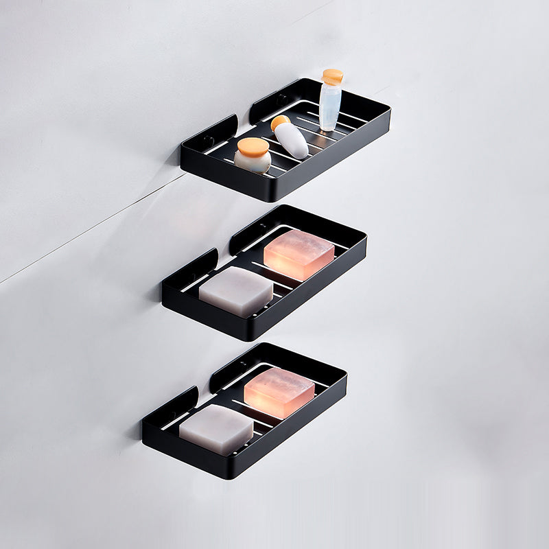 Silver/Black Bathroom Set Modern 1/2/3 - Piece Anti-rust Bath Shelf Black 3 Piece Set Rectangle Clearhalo 'Bathroom Hardware Sets' 'Bathroom Hardware' 'Bathroom Remodel & Bathroom Fixtures' 'bathroom_hardware_sets' 'Home Improvement' 'home_improvement' 'home_improvement_bathroom_hardware_sets' 7378748