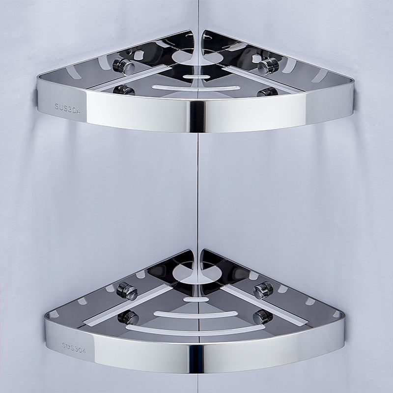 Silver/Black Bathroom Set Modern 1/2/3 - Piece Anti-rust Bath Shelf Clearhalo 'Bathroom Hardware Sets' 'Bathroom Hardware' 'Bathroom Remodel & Bathroom Fixtures' 'bathroom_hardware_sets' 'Home Improvement' 'home_improvement' 'home_improvement_bathroom_hardware_sets' 7378749