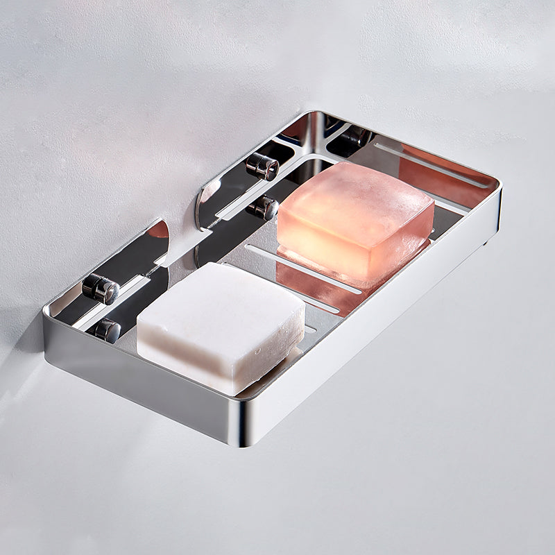 Silver/Black Bathroom Set Modern 1/2/3 - Piece Anti-rust Bath Shelf Silver 1 Piece Rectangle Clearhalo 'Bathroom Hardware Sets' 'Bathroom Hardware' 'Bathroom Remodel & Bathroom Fixtures' 'bathroom_hardware_sets' 'Home Improvement' 'home_improvement' 'home_improvement_bathroom_hardware_sets' 7378750