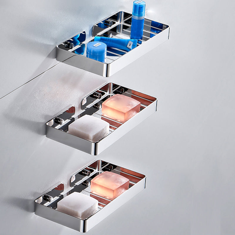 Silver/Black Bathroom Set Modern 1/2/3 - Piece Anti-rust Bath Shelf Silver 3 Piece Set Rectangle Clearhalo 'Bathroom Hardware Sets' 'Bathroom Hardware' 'Bathroom Remodel & Bathroom Fixtures' 'bathroom_hardware_sets' 'Home Improvement' 'home_improvement' 'home_improvement_bathroom_hardware_sets' 7378752