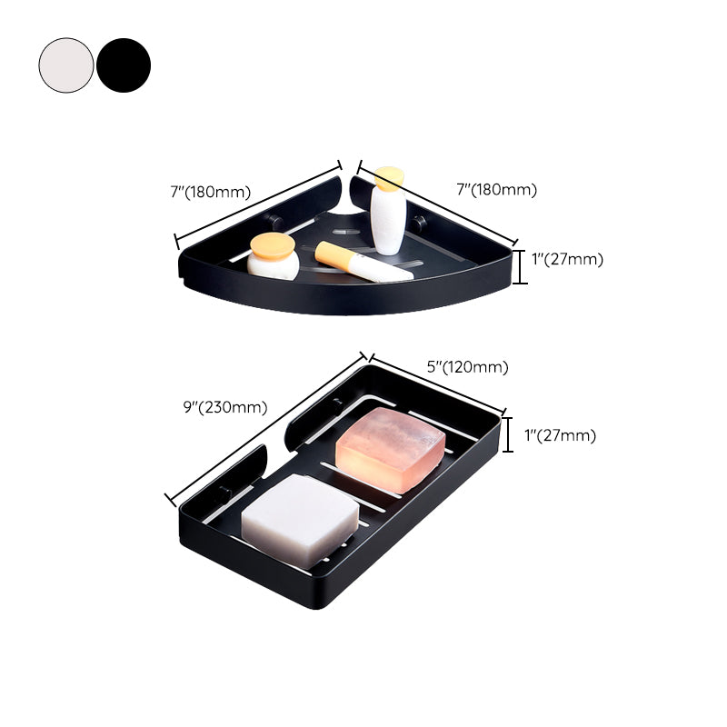 Silver/Black Bathroom Set Modern 1/2/3 - Piece Anti-rust Bath Shelf Clearhalo 'Bathroom Hardware Sets' 'Bathroom Hardware' 'Bathroom Remodel & Bathroom Fixtures' 'bathroom_hardware_sets' 'Home Improvement' 'home_improvement' 'home_improvement_bathroom_hardware_sets' 7378753