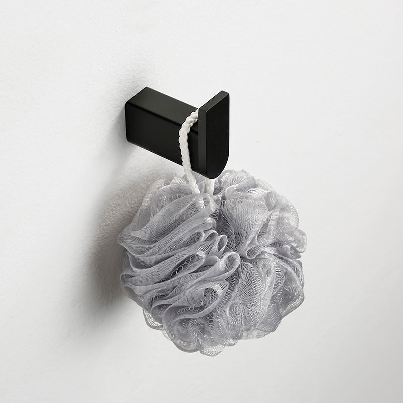 Minimalism Black Bathroom Accessory Set Contemporary Style Metal Towel Bar Towel Robe Hook Clearhalo 'Bathroom Hardware Sets' 'Bathroom Hardware' 'Bathroom Remodel & Bathroom Fixtures' 'bathroom_hardware_sets' 'Home Improvement' 'home_improvement' 'home_improvement_bathroom_hardware_sets' 7378755