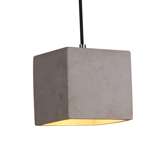 1-Head Cube Pendant Light Kit Antiqued Grey Cement Hanging Ceiling Lamp for Corridor Clearhalo 'Ceiling Lights' 'Industrial Pendants' 'Industrial' 'Middle Century Pendants' 'Pendant Lights' 'Pendants' 'Tiffany' Lighting' 737876