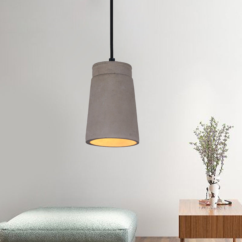 Grey 1 Bulb Hanging Lighting Industrial Cement Cylindrical Ceiling Pendant Lamp for Bedroom Grey Clearhalo 'Ceiling Lights' 'Industrial Pendants' 'Industrial' 'Middle Century Pendants' 'Pendant Lights' 'Pendants' 'Tiffany' Lighting' 737878