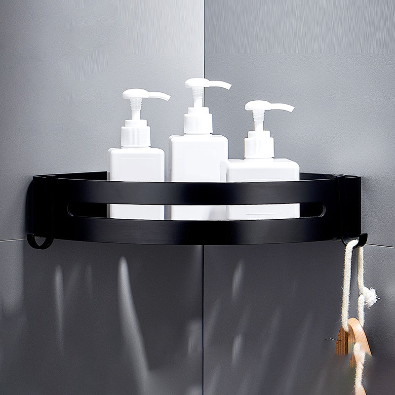 Black Bathroom Set Modern 1/2/3 - Piece Anti-rust Bath Shelf 1 Piece Triangle Clearhalo 'Bathroom Hardware Sets' 'Bathroom Hardware' 'Bathroom Remodel & Bathroom Fixtures' 'bathroom_hardware_sets' 'Home Improvement' 'home_improvement' 'home_improvement_bathroom_hardware_sets' 7378783
