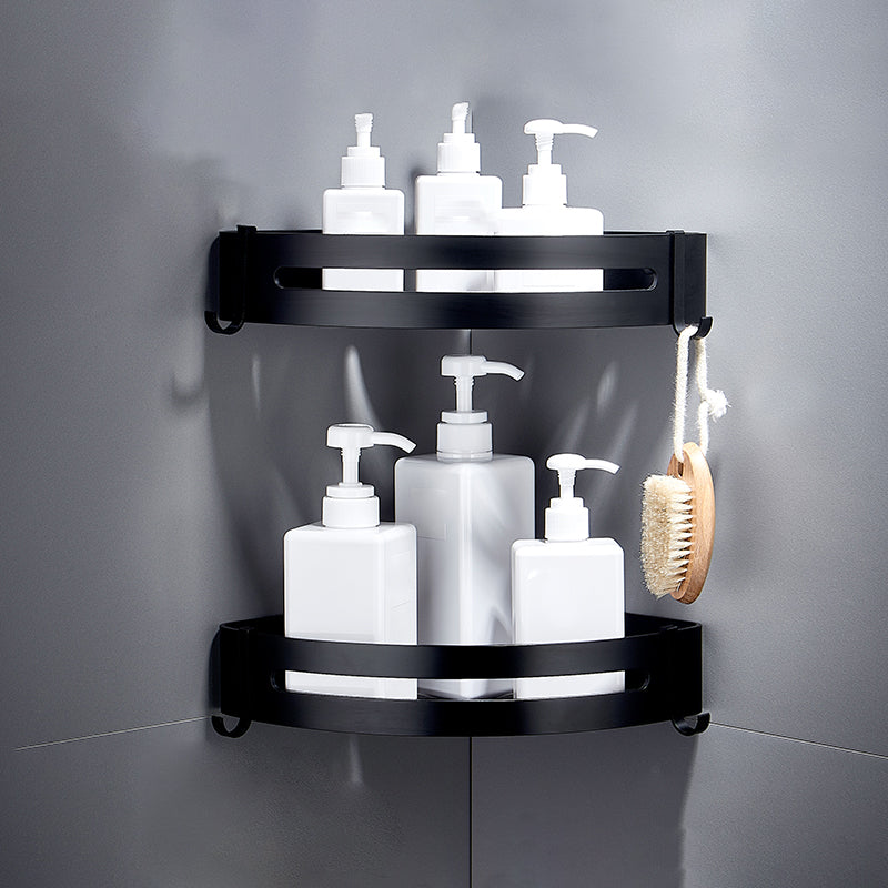 Black Bathroom Set Modern 1/2/3 - Piece Anti-rust Bath Shelf 2 Piece Set Triangle Clearhalo 'Bathroom Hardware Sets' 'Bathroom Hardware' 'Bathroom Remodel & Bathroom Fixtures' 'bathroom_hardware_sets' 'Home Improvement' 'home_improvement' 'home_improvement_bathroom_hardware_sets' 7378784