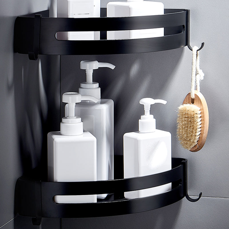 Black Bathroom Set Modern 1/2/3 - Piece Anti-rust Bath Shelf Clearhalo 'Bathroom Hardware Sets' 'Bathroom Hardware' 'Bathroom Remodel & Bathroom Fixtures' 'bathroom_hardware_sets' 'Home Improvement' 'home_improvement' 'home_improvement_bathroom_hardware_sets' 7378785
