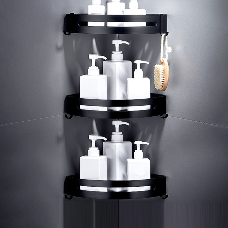 Black Bathroom Set Modern 1/2/3 - Piece Anti-rust Bath Shelf 3 Piece Set Triangle Clearhalo 'Bathroom Hardware Sets' 'Bathroom Hardware' 'Bathroom Remodel & Bathroom Fixtures' 'bathroom_hardware_sets' 'Home Improvement' 'home_improvement' 'home_improvement_bathroom_hardware_sets' 7378786
