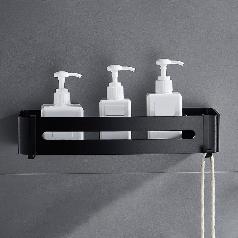 Black Bathroom Set Modern 1/2/3 - Piece Anti-rust Bath Shelf 1 Piece Rectangle Clearhalo 'Bathroom Hardware Sets' 'Bathroom Hardware' 'Bathroom Remodel & Bathroom Fixtures' 'bathroom_hardware_sets' 'Home Improvement' 'home_improvement' 'home_improvement_bathroom_hardware_sets' 7378788