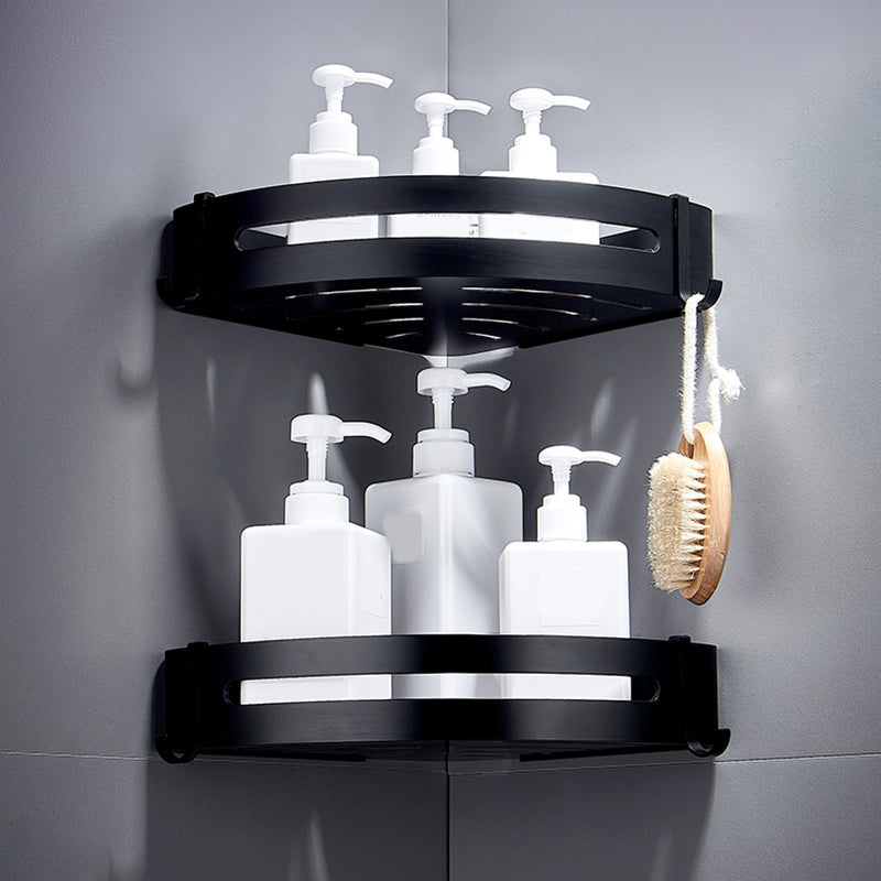 Black Bathroom Set Modern 1/2/3 - Piece Anti-rust Bath Shelf Clearhalo 'Bathroom Hardware Sets' 'Bathroom Hardware' 'Bathroom Remodel & Bathroom Fixtures' 'bathroom_hardware_sets' 'Home Improvement' 'home_improvement' 'home_improvement_bathroom_hardware_sets' 7378789