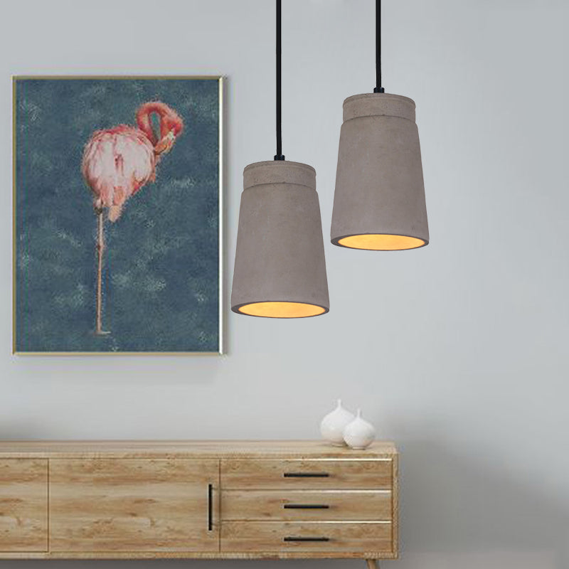 Grey 1 Bulb Hanging Lighting Industrial Cement Cylindrical Ceiling Pendant Lamp for Bedroom Clearhalo 'Ceiling Lights' 'Industrial Pendants' 'Industrial' 'Middle Century Pendants' 'Pendant Lights' 'Pendants' 'Tiffany' Lighting' 737879