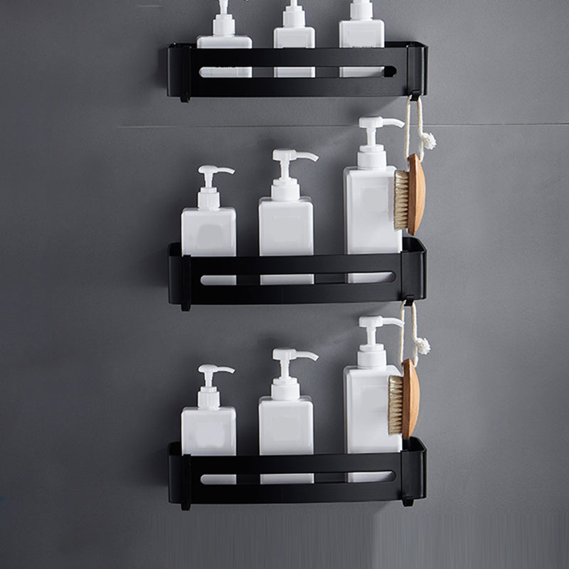 Black Bathroom Set Modern 1/2/3 - Piece Anti-rust Bath Shelf 3 Piece Set Rectangle Clearhalo 'Bathroom Hardware Sets' 'Bathroom Hardware' 'Bathroom Remodel & Bathroom Fixtures' 'bathroom_hardware_sets' 'Home Improvement' 'home_improvement' 'home_improvement_bathroom_hardware_sets' 7378792