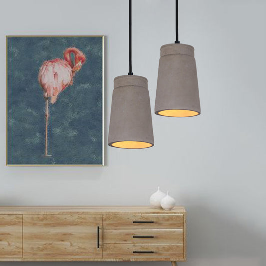 Grey 1 Bulb Hanging Lighting Industrial Cement Cylindrical Ceiling Pendant Lamp for Bedroom Clearhalo 'Ceiling Lights' 'Industrial Pendants' 'Industrial' 'Middle Century Pendants' 'Pendant Lights' 'Pendants' 'Tiffany' Lighting' 737879