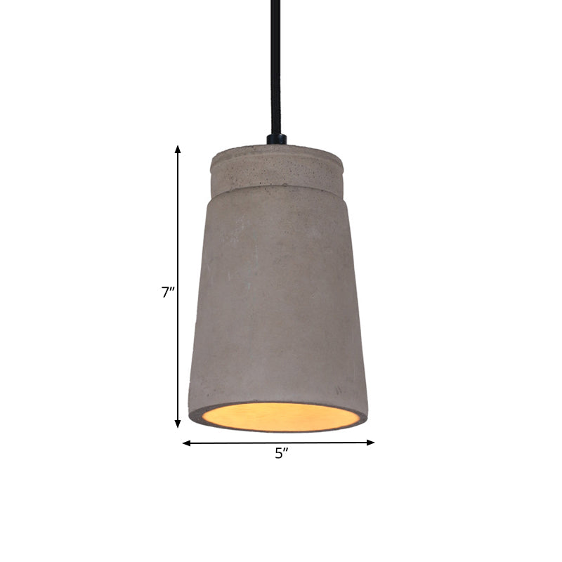 Grey 1 Bulb Hanging Lighting Industrial Cement Cylindrical Ceiling Pendant Lamp for Bedroom Clearhalo 'Ceiling Lights' 'Industrial Pendants' 'Industrial' 'Middle Century Pendants' 'Pendant Lights' 'Pendants' 'Tiffany' Lighting' 737881