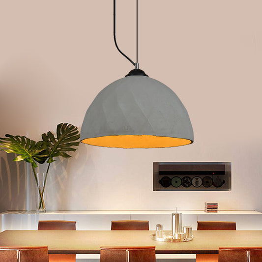 Vintage Dome/Oval Ceiling Light 1-Light Cement Mini Hanging Pendant Lamp in Grey, 6"/10" Width Grey 10" Clearhalo 'Ceiling Lights' 'Industrial Pendants' 'Industrial' 'Middle Century Pendants' 'Pendant Lights' 'Pendants' 'Tiffany' Lighting' 737882