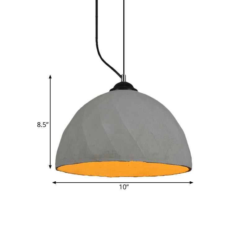 Vintage Dome/Oval Ceiling Light 1-Light Cement Mini Hanging Pendant Lamp in Grey, 6"/10" Width Clearhalo 'Ceiling Lights' 'Industrial Pendants' 'Industrial' 'Middle Century Pendants' 'Pendant Lights' 'Pendants' 'Tiffany' Lighting' 737885