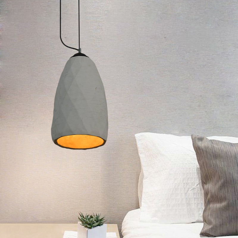 Vintage Dome/Oval Ceiling Light 1-Light Cement Mini Hanging Pendant Lamp in Grey, 6"/10" Width Clearhalo 'Ceiling Lights' 'Industrial Pendants' 'Industrial' 'Middle Century Pendants' 'Pendant Lights' 'Pendants' 'Tiffany' Lighting' 737887