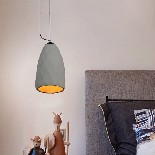 Vintage Dome/Oval Ceiling Light 1-Light Cement Mini Hanging Pendant Lamp in Grey, 6"/10" Width Clearhalo 'Ceiling Lights' 'Industrial Pendants' 'Industrial' 'Middle Century Pendants' 'Pendant Lights' 'Pendants' 'Tiffany' Lighting' 737888