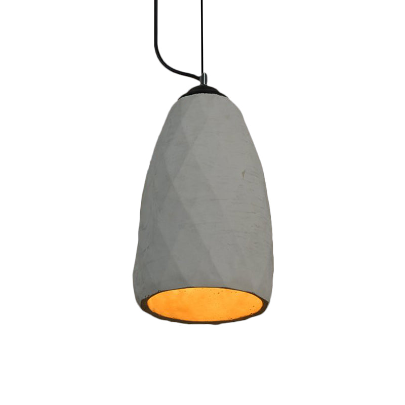 Vintage Dome/Oval Ceiling Light 1-Light Cement Mini Hanging Pendant Lamp in Grey, 6"/10" Width Clearhalo 'Ceiling Lights' 'Industrial Pendants' 'Industrial' 'Middle Century Pendants' 'Pendant Lights' 'Pendants' 'Tiffany' Lighting' 737889