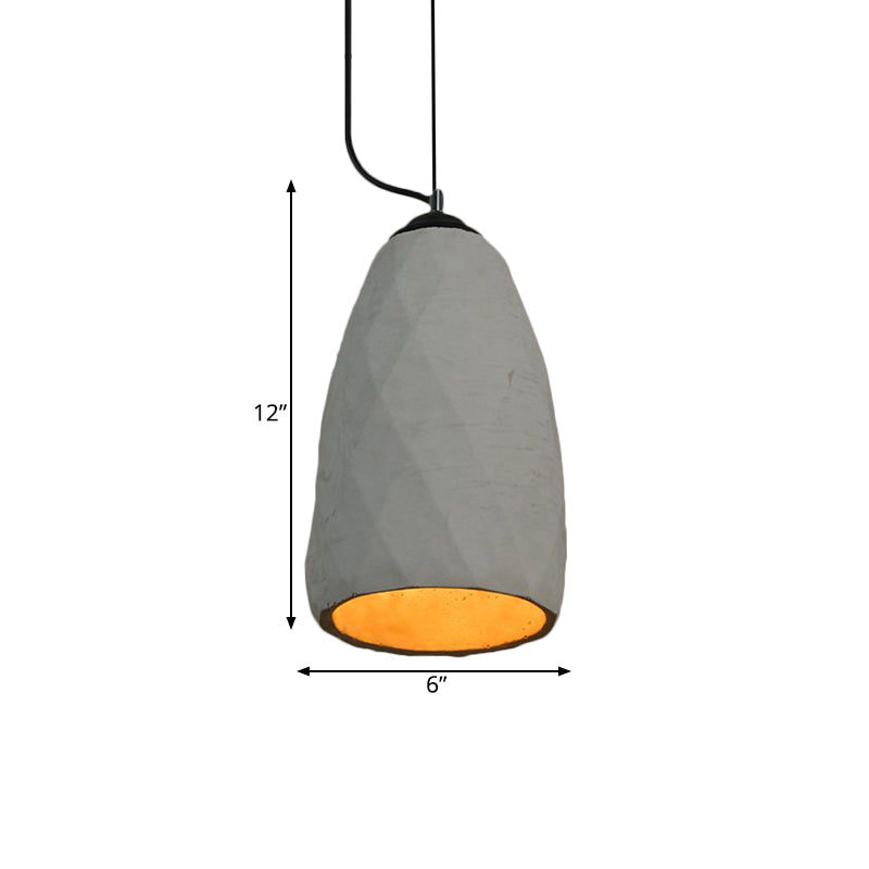 Vintage Dome/Oval Ceiling Light 1-Light Cement Mini Hanging Pendant Lamp in Grey, 6"/10" Width Clearhalo 'Ceiling Lights' 'Industrial Pendants' 'Industrial' 'Middle Century Pendants' 'Pendant Lights' 'Pendants' 'Tiffany' Lighting' 737890
