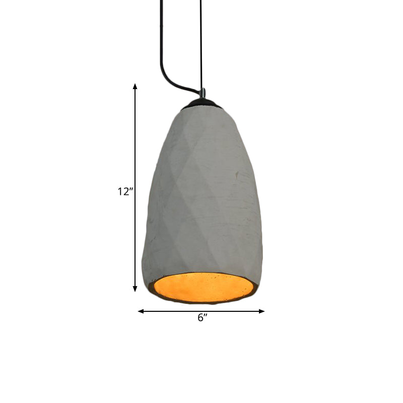 Vintage Dome/Oval Ceiling Light 1-Light Cement Mini Hanging Pendant Lamp in Grey, 6"/10" Width Clearhalo 'Ceiling Lights' 'Industrial Pendants' 'Industrial' 'Middle Century Pendants' 'Pendant Lights' 'Pendants' 'Tiffany' Lighting' 737890