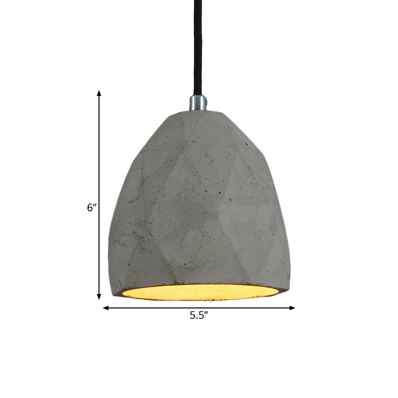 1-Bulb Cement Pendant Lighting Industrial-Style Grey Dome Restaurant Hanging Lamp Kit Clearhalo 'Ceiling Lights' 'Industrial Pendants' 'Industrial' 'Middle Century Pendants' 'Pendant Lights' 'Pendants' 'Tiffany' Lighting' 737894