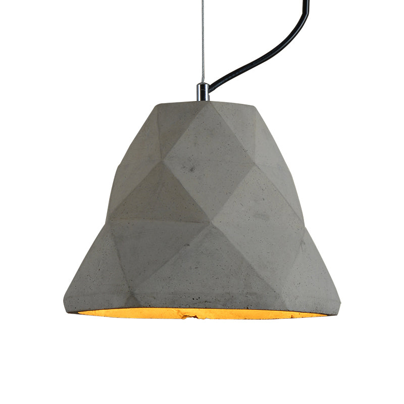7"/10" W 1 Light Mini Pendant Light Fixture Antiqued Restaurant Ceiling Lamp with Geometry Cement Shade in Grey Clearhalo 'Ceiling Lights' 'Industrial Pendants' 'Industrial' 'Middle Century Pendants' 'Pendant Lights' 'Pendants' 'Tiffany' Lighting' 737896