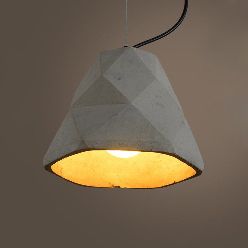 7"/10" W 1 Light Mini Pendant Light Fixture Antiqued Restaurant Ceiling Lamp with Geometry Cement Shade in Grey Clearhalo 'Ceiling Lights' 'Industrial Pendants' 'Industrial' 'Middle Century Pendants' 'Pendant Lights' 'Pendants' 'Tiffany' Lighting' 737897