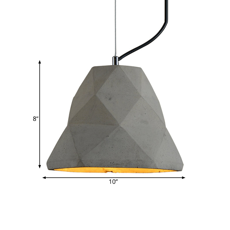 7"/10" W 1 Light Mini Pendant Light Fixture Antiqued Restaurant Ceiling Lamp with Geometry Cement Shade in Grey Clearhalo 'Ceiling Lights' 'Industrial Pendants' 'Industrial' 'Middle Century Pendants' 'Pendant Lights' 'Pendants' 'Tiffany' Lighting' 737898